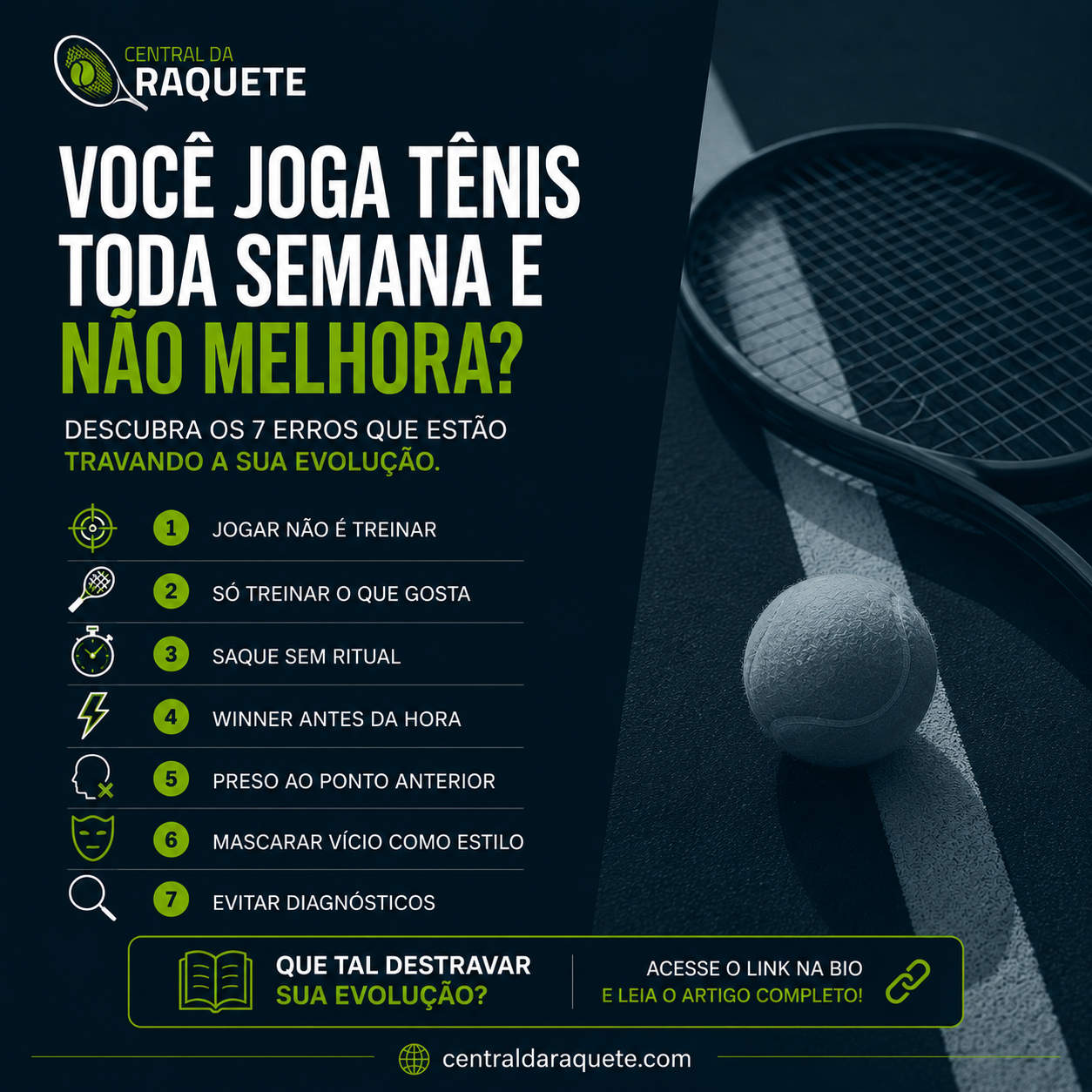 Você joga tênis toda semana e não melhora? Os sete (7) erros semi-forçados